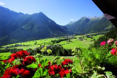 Blumiger Balkonschmuck vor herrlichem Krimmler Bergpanorama (Tourismusverband Krimml)