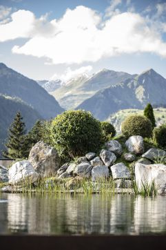 Traumhafte Aussicht auf die wunderschöne Landschaft aus dem Naturpool genießen (Hotel Hinteregger)